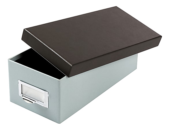 Oxford® Index Card Storage Box, 3 x 5, Blue Fog/Black